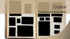  Presentation with photo album - Presentation theme with vintage photo album with empty photos isolated on white background with clipping path background and a coral colored foreground