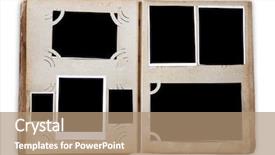  Presentation with photo album - Colorful PPT layouts enhanced with vintage photo album with empty backdrop and a  colored foreground