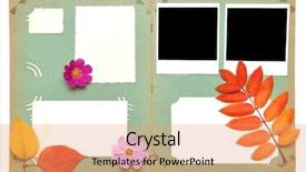  Presentation with old album - Slides consisting of vintage photo album with empty background and a coral colored foreground