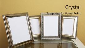  Presentation with vintage floral frames - Slide deck having vintage photo frames on coffee background and a  colored foreground