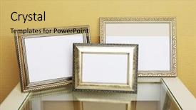  Presentation with vintage floral frames - Presentation theme with vintage photo frames on coffee background and a yellow colored foreground
