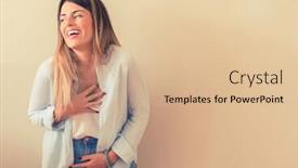  Presentation with vintage - Audience pleasing presentation consisting of vintage photo of a beautiful woman against wall confident and happy with a big natural smile laughing backdrop and a coral colored foreground