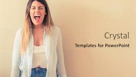  Presentation with vintage - Beautiful presentation theme featuring vintage photo of a beautiful woman against wall stressful terrified in panic shouting exasperated and frustrated unpleasant gesture annoying work drives me crazy backdrop and a lemonade colored foreground