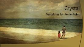  Presentation with daughter - Beautiful PPT theme featuring vintage photo of a father backdrop and a coral colored foreground
