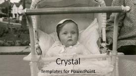  Presentation with fifties - Slide deck with vintage photo of baby girl in a stroller fifties background and a light gray colored foreground