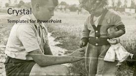  Presentation with fifties - Slide set featuring old dolls old dolls - vintage photo of brother background and a mint green colored foreground