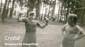  Presentation with children - Audience pleasing presentation theme consisting of vintage photo of children early backdrop and a gray colored foreground