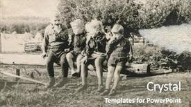  Presentation with fifties - Presentation theme having vintage photo of children outdoor fifties background and a gray colored foreground