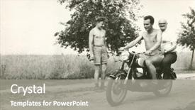  Presentation with vintage motorcycle - Audience pleasing presentation consisting of vintage photo of elderly father backdrop and a gray colored foreground