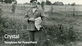  Presentation with elderly - Colorful presentation theme enhanced with vintage photo of elderly peasant backdrop and a dark gray colored foreground