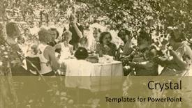  Presentation with family history - Presentation design having vintage photo of family dining background and a gold colored foreground