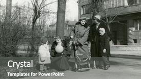  Presentation with fifties - Amazing slide deck having vintage photo of family walking fifties backdrop and a gray colored foreground