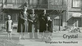  Presentation with family photo - Beautiful PPT layouts featuring vintage photo of family walking fifties backdrop and a light gray colored foreground