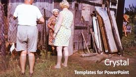  Presentation with family photo - Slides with vintage photo of farmers family seventies background and a tawny brown colored foreground
