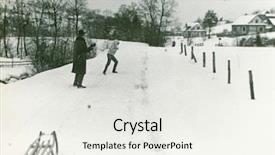  Presentation with fifties - Presentation theme enhanced with vintage photo of father and daughter enjoying winter fifties background and a sky blue colored foreground