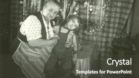  Presentation with fifties - Presentation with vintage photo of grandmother and granddaughter under christmas tree fifties background and a dark gray colored foreground