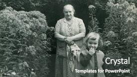  Presentation with fifties - Slide deck enhanced with vintage photo of grandmother with granddaughter fifties background and a dark gray colored foreground