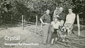  Presentation with family photo - Amazing slide set having vintage photo of happy family backdrop and a gray colored foreground