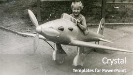  Presentation with fifties - Colorful PPT theme enhanced with vintage photo of little girl backdrop and a gray colored foreground