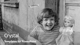  Presentation with fifties - Cool new PPT theme with vintage photo of little girl with a doll fifties backdrop and a gray colored foreground