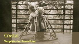  Presentation with fifties - Presentation featuring vintage photo of little girl in a baby walker fifties background and a violet colored foreground