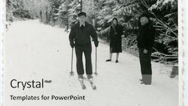  Presentation with fifties - Slide set enhanced with vintage photo of man skiing background and a  colored foreground