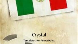  Presentation with mexico flag - Slide set with vintage photo of mexico flag and soccer ball background and a soft green colored foreground