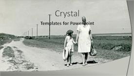  Presentation with fifties - Colorful PPT layouts enhanced with vintage photo of mother and daughter walking together fifties backdrop and a light gray colored foreground