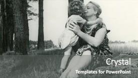  Presentation with fifties - Slides having vintage photo of mother background and a gray colored foreground