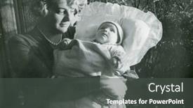  Presentation with fifties - PPT theme featuring vintage-photo-of-mother background and a dark gray colored foreground