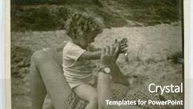  Presentation with fifties - Beautiful slide set featuring vintage photo of mother and daughter playing outdoor fifties backdrop and a gray colored foreground