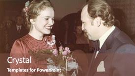  Presentation with vintage - Cool new PPT theme with vintage photo of newlyweds 1979 backdrop and a tawny brown colored foreground