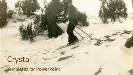  Presentation with vintage - Audience pleasing PPT layouts consisting of vintage photo of skier forties backdrop and a  colored foreground