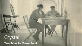  Presentation with soldiers - Slides featuring vintage-photo-of-soldiers-learning background and a gray colored foreground