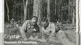  Presentation with soldiers - Cool new presentation theme with vintage-photo-of-soldiers-thirties backdrop and a gray colored foreground