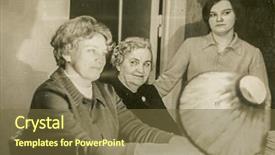  Presentation with generations - Beautiful slide set featuring vintage photo of three generations of family - grandmother mother and daughter sixties backdrop and a tawny brown colored foreground