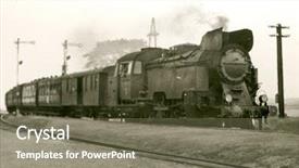  Presentation with fifties - Slides consisting of vintage photo of train fifties background and a violet colored foreground