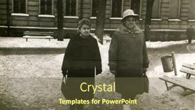  Presentation with vintage women - Slide deck enhanced with vintage photo of two adult women mother and daughter walking in winter sixties background and a tawny brown colored foreground