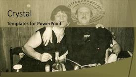  Presentation with fancy dress - Presentation theme enhanced with vintage photo of two brothers in costumes during a fancy dress party early eighties background and a coral colored foreground