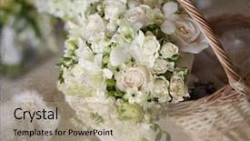  Presentation with wedding roses - Colorful slide deck enhanced with vintage photo wedding bouquet backdrop and a coral colored foreground