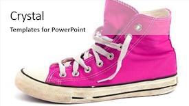  Presentation with pink white - Amazing PPT theme having vintage pink sneakers isolated backdrop and a white colored foreground