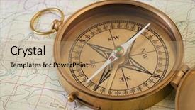  Presentation with vintage compass - Amazing theme having vintage pocket brass compass opened backdrop and a coral colored foreground