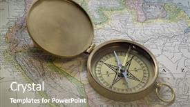  Presentation with vintage compass - PPT theme featuring vintage pocket brass compass background and a coral colored foreground