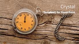  Presentation with wood board - Theme with vintage pocket watch on wood board background and a coral colored foreground