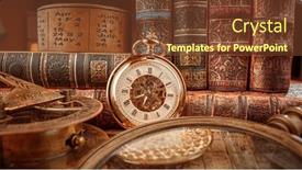  Presentation with history time - PPT layouts having vintage-pocket-watch-vintage-background background and a tawny brown colored foreground