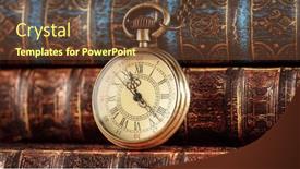  Presentation with history time - Cool new slide deck with vintage-pocket-watch-vintage-background backdrop and a tawny brown colored foreground