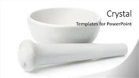  Presentation with mortar and pestle - PPT theme consisting of vintage porcelain mortar and pestle background and a white colored foreground