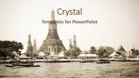  Presentation with postcard - Presentation design with vintage postcard of wat arun background and a cream colored foreground