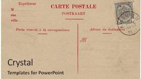  Presentation with postcard - Cool new presentation theme with vintage postcard with a stamp backdrop and a soft green colored foreground