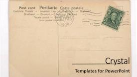 Presentation with postcard - Slide deck having vintage postcard with a stamp background and a lemonade colored foreground